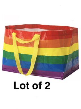 LOT of 2 IKEA Storstomma Large Tote Bag Rainbow Reusable Pride LGBTQ NWT